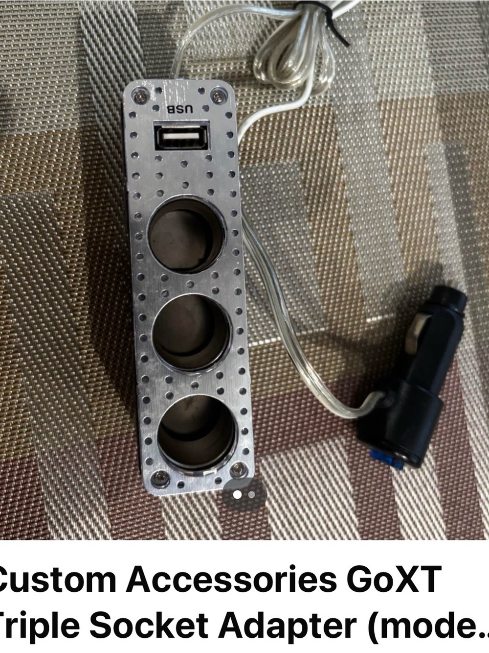 Silver Triple Socket Adapter with USB
